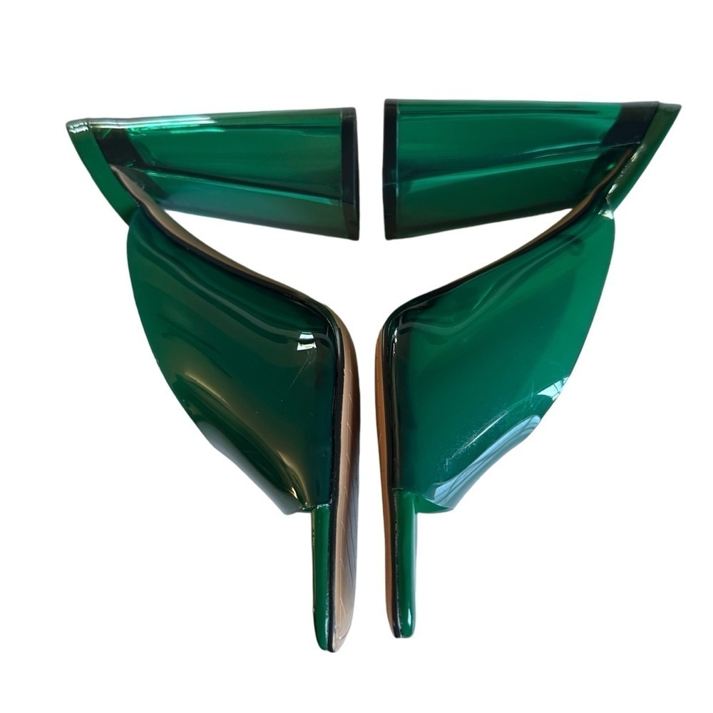 Zara Emerald Lucite Heel Sandals Clear Block Heel Square Toe 36 - Picture 8 of 15